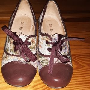 Chelsea crew adorable floral and burgundy shoes